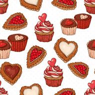 Seamless Background with Cookies and Cupcakes N3