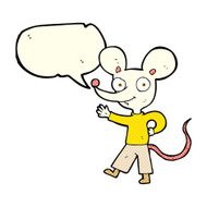cartoon waving mouse with speech bubble N4
