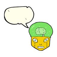 cartoon spooky robot head with speech bubble N5