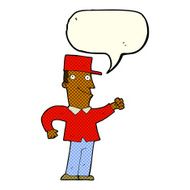 cartoon man punching air with speech bubble N6