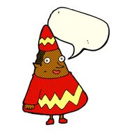 cartoon elf with speech bubble N6