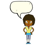 cartoon pretty girl with speech bubble N46