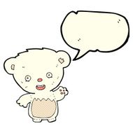 cartoon polar bear cub waving with speech bubble N5