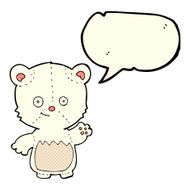 cartoon polar bear cub waving with speech bubble N6