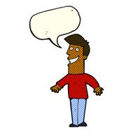 cartoon grinning man with speech bubble N39