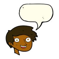 cartoon happy boy face with speech bubble N23