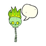 cartoon spooky skull and spine with speech bubble N5