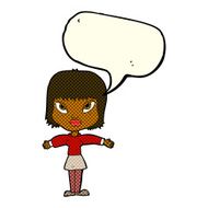 cartoon woman with outstretched arms speech bubble N4