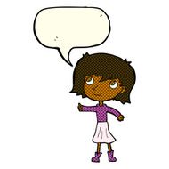 cartoon happy girl with speech bubble N36