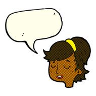 cartoon pretty female face with speech bubble N46