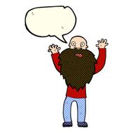 cartoon frightened old man with beard speech bubble N5
