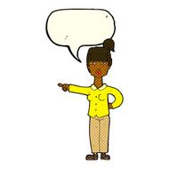 cartoon woman pointing with speech bubble N96