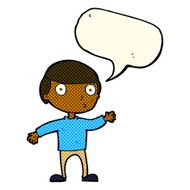 cartoon waving man with speech bubble N19