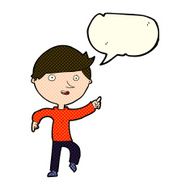 cartoon happy pointing with speech bubble N5