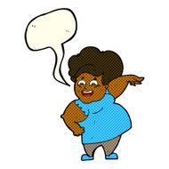 cartoon overweight woman with speech bubble N9