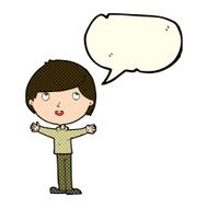 Cartoon happy boy with speech bubble N104