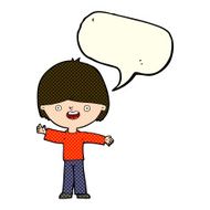 Cartoon happy boy with speech bubble N105