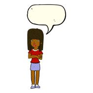 cartoon woman standing with speech bubble N10