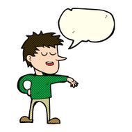 cartoon man making dismissive gesture with speech bubble N9