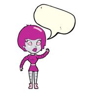 cartoon robot woman waving with speech bubble N10