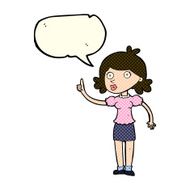 cartoon woman with idea speech bubble N110