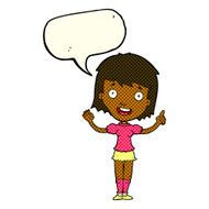 cartoon woman pointing with speech bubble N97