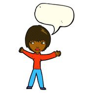 cartoon waving woman with speech bubble N74
