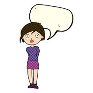 cartoon surprised girl with speech bubble N10
