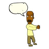 cartoon balding man explaining with speech bubble N5