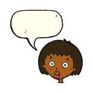 cartoon shocked woman with speech bubble N49