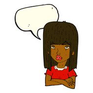 cartoon girl with folded arms speech bubble N6