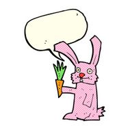 cartoon rabbit with carrot speech bubble N4