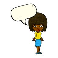 cartoon woman shrugging shoulders with speech bubble N230