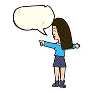 cartoon woman pointing with speech bubble N98