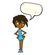 cartoon girl with hands on hips speech bubble N10