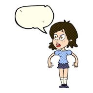 cartoon surprised woman with speech bubble N115