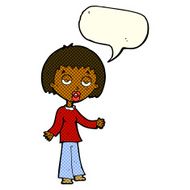 cartoon tired woman with speech bubble N14