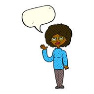 cartoon woman waving with speech bubble N155