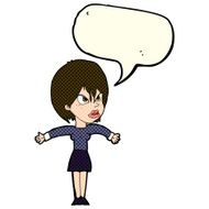 cartoon annoyed girl with speech bubble N9
