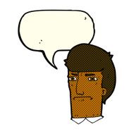 cartoon man narrowing eyes with speech bubble N22