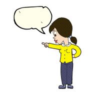 cartoon enthusiastic woman pointing with speech bubble N5