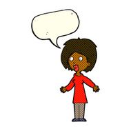 cartoon surprised woman with speech bubble N117