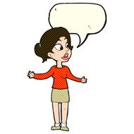 cartoon pretty woman explaining something with speech bubble N5