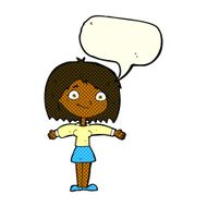 cartoon happy girl with speech bubble N37