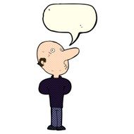 cartoon balding man with speech bubble N8