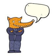 cartoon fox man with speech bubble N23
