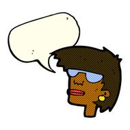 cartoon female face with glasses speech bubble N6