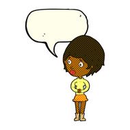 cartoon concerned woman with speech bubble N4