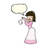 cartoon victorian woman dropping handkerchief with speech bubble N5