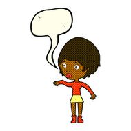 cartoon concerned woman reaching out with speech bubble N5